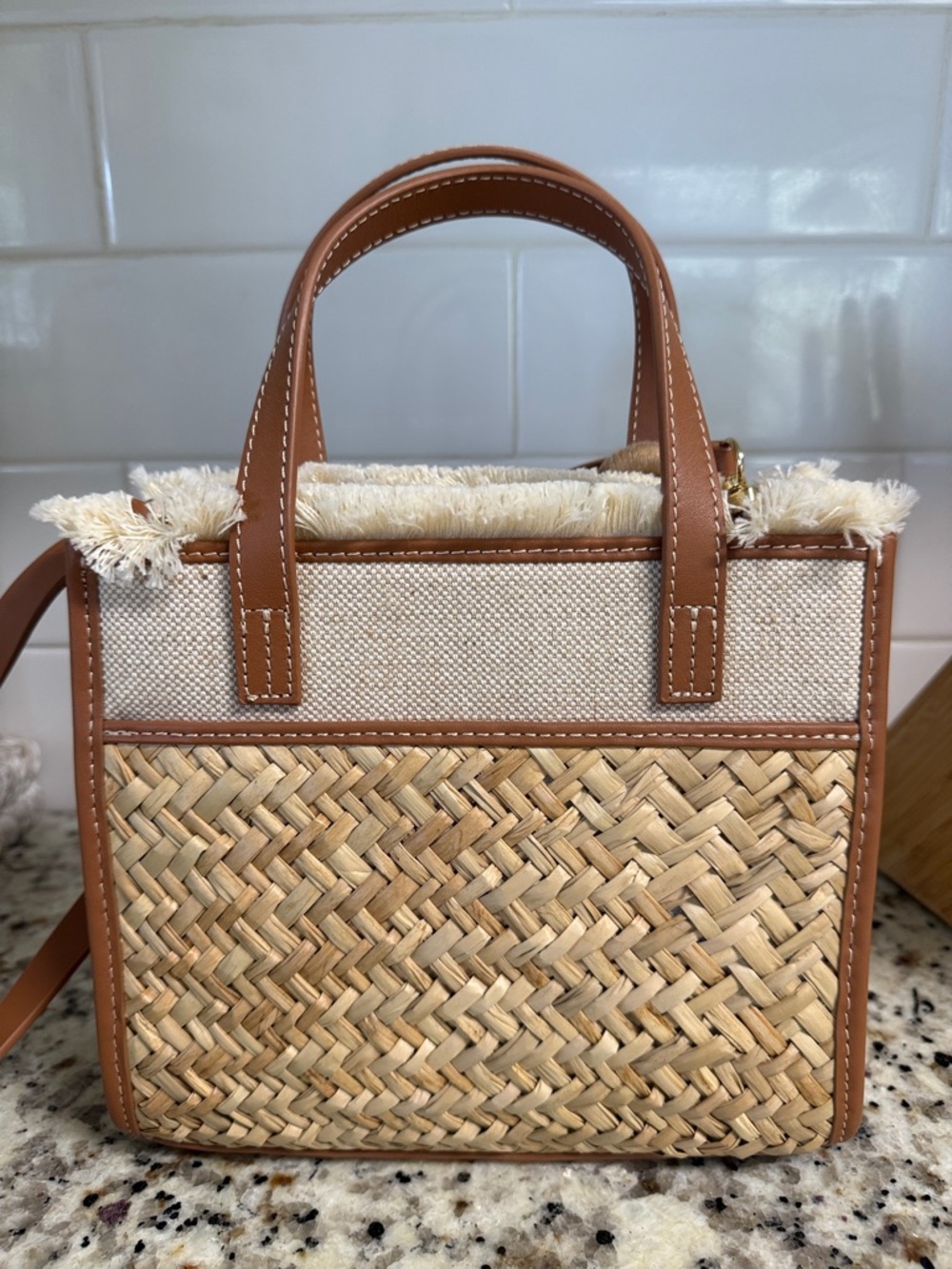 Spartina 449 Straw Dune Satchel Crossbody bag - Picture 7 of 9